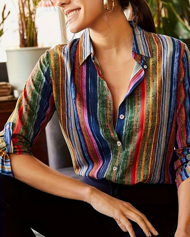WW | Bunte Bluse mit Knöpfen