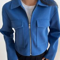 WW | Farbe Vorgezogene Reißverschluss Ärmeljacke