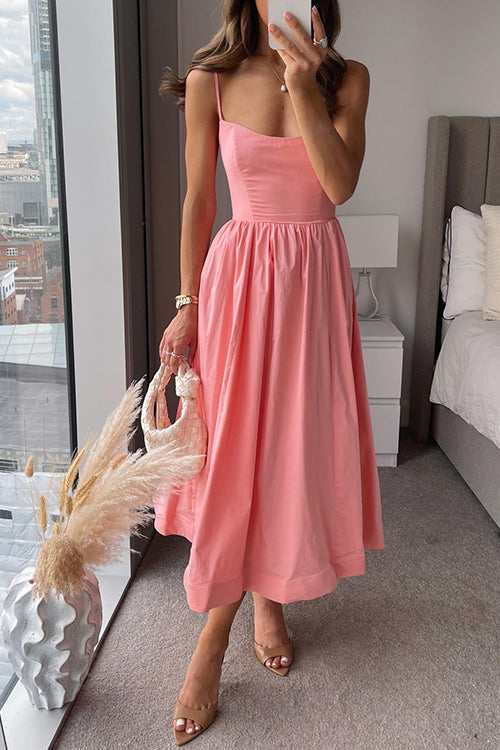 WW | Rosiedress U Neck Taillierter Swing Maxi Cami Kleid