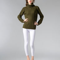 WW | Damen Rollkragenpullover mit langen Ärmeln und Kabelstrick