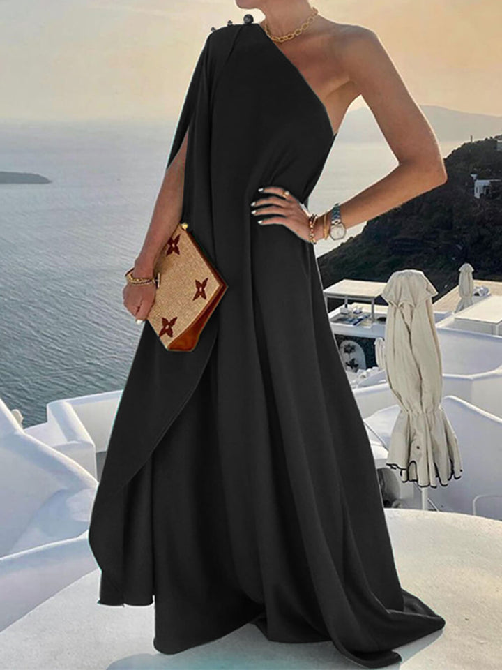 W&W Mode | Drapiertes Maxikleid mit einem Schulter für Damen