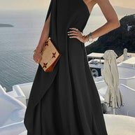 WW | Drapiertes Maxikleid mit einem Schulter für Damen
