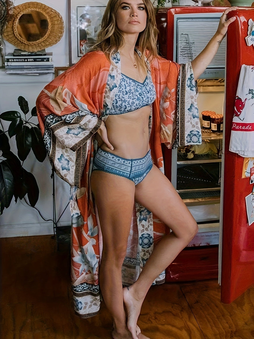 W&W Mode | Bedruckter, Vom Kimono Inspirierter, Stylischer Strandüberwurf