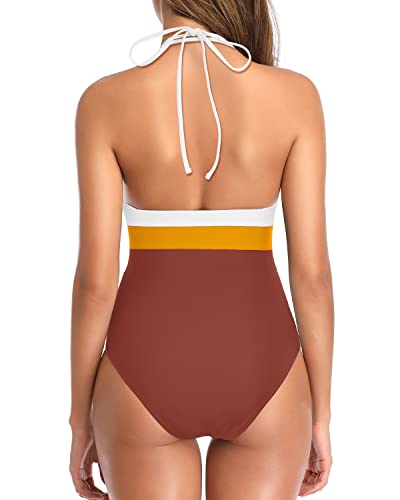WW | Frauen Sexy Tiefauschnitt V-Neck Einteiler Badeanzug Bauchkontrolle Badekleidung