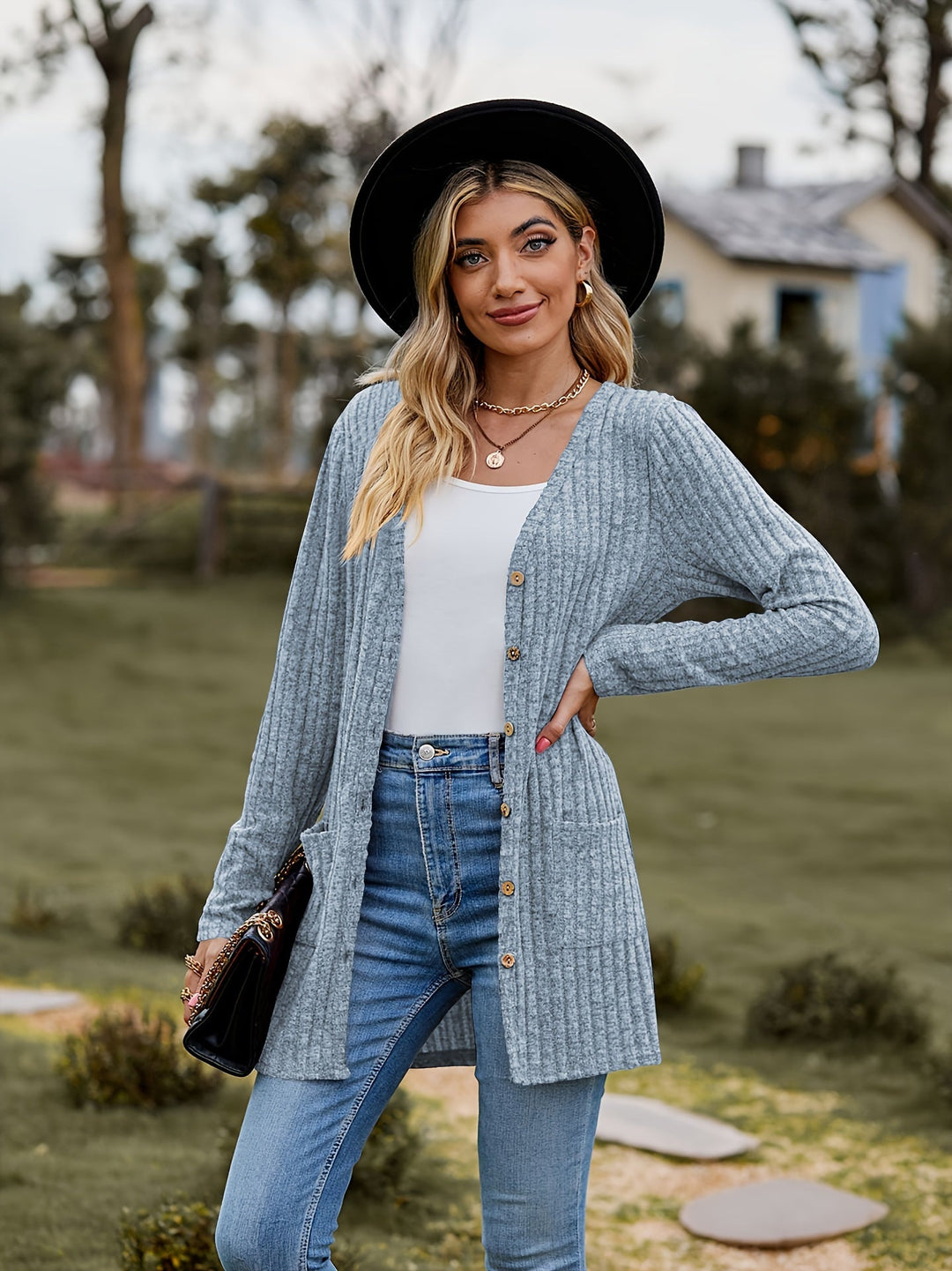 W&W Mode Warmer Gerippter Baumwolle Strickcardigan Für Damen | Perfekt Für Lässige Tage