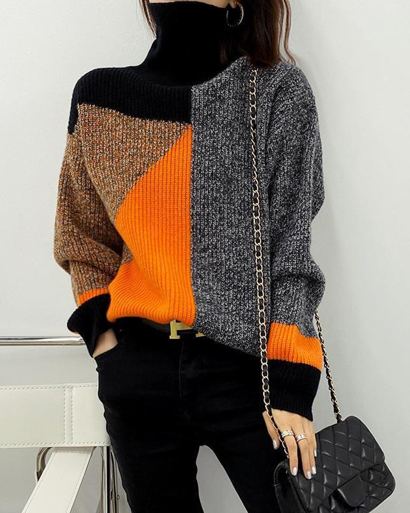 WW | Pulli Farbblock mit Stehkragen