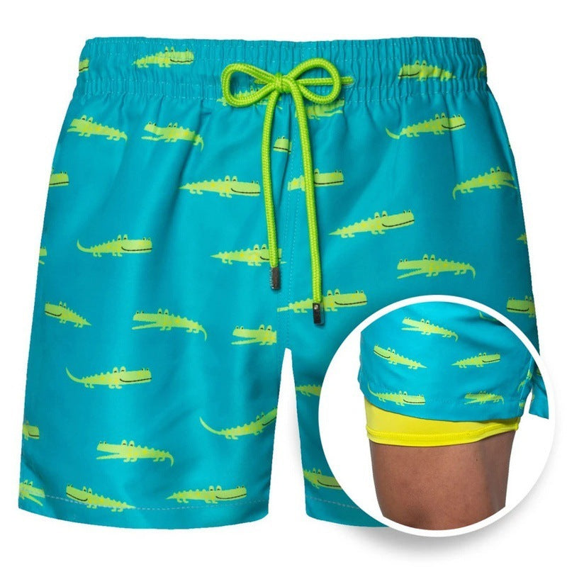 WW | Bedruckte Herren Badeshorts Mit Doppelter Schicht Für Den Sommer