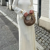 WW | Rosiedress Glockenärmel Rücken Schnürung Rüsche Trim Maxi Kleid