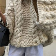WW | Rosiedress Rundhals Übergroße Zopfmuster Pullover