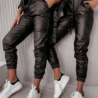 WW | Drasilla Faux Leder Elastischer Bund Taschen Jogger