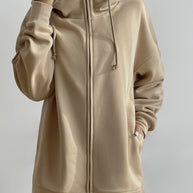 WW | Comfort - Extrem bequemer langer Zip-Up-Plüsch-Hoodie mit Kapuze für Damen