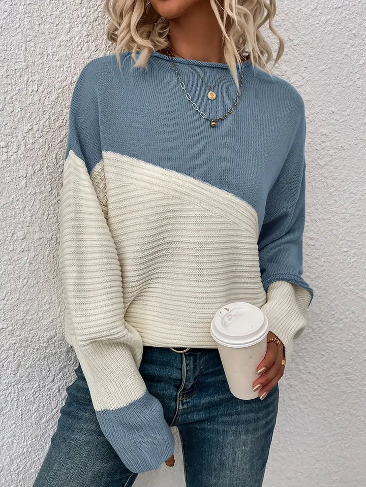 W&W Mode | Farbblock Gestrickter Pullover