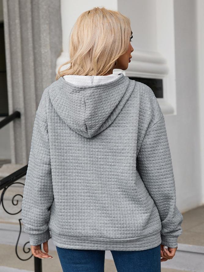 W&W Mode | Waffelstrick Hoodie Damen - lässiger Oversized Pullover
