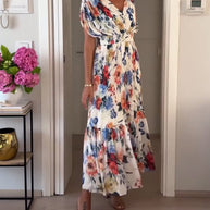 WW | Schöne Elegante Plissierte Kleid mit Blumenmuster