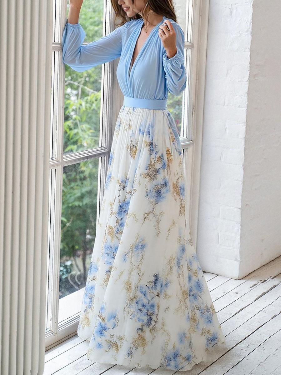 Damen Maxikleid mit Blumendruck