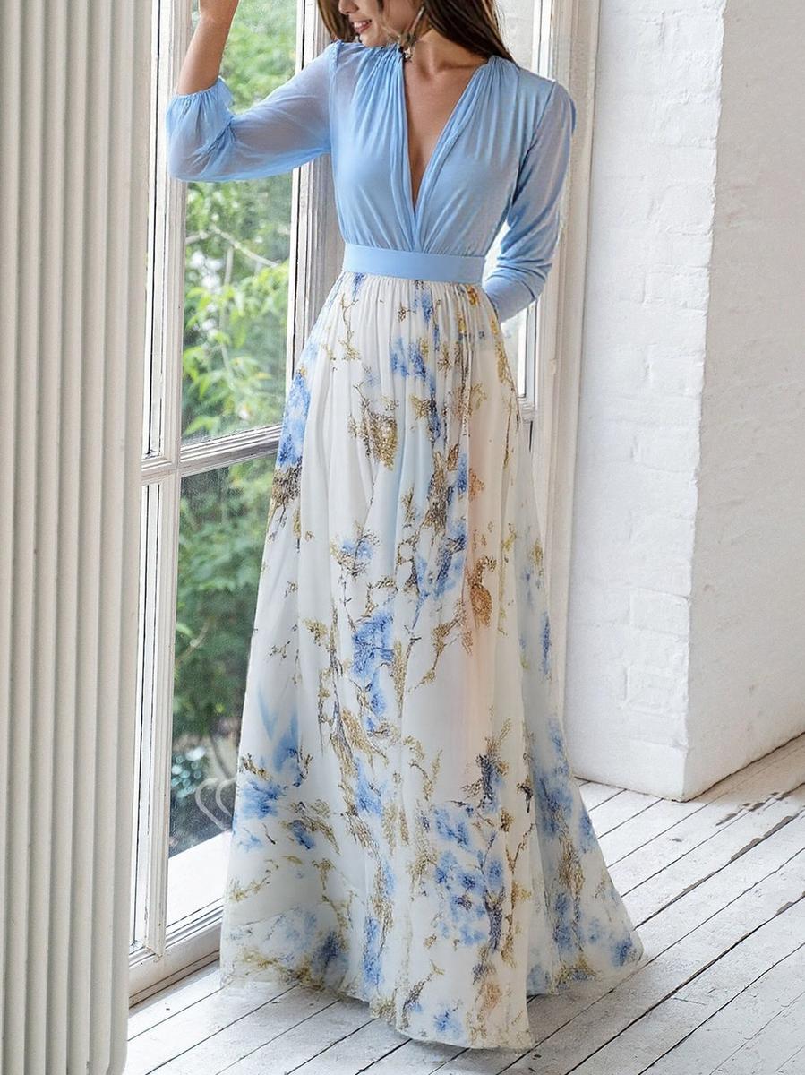 Damen Maxikleid mit Blumendruck
