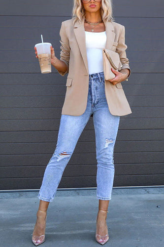 WW | Rosiedress Klassischer Ein-Knopf-Rücken-Schlitz-Taschen-Blazer