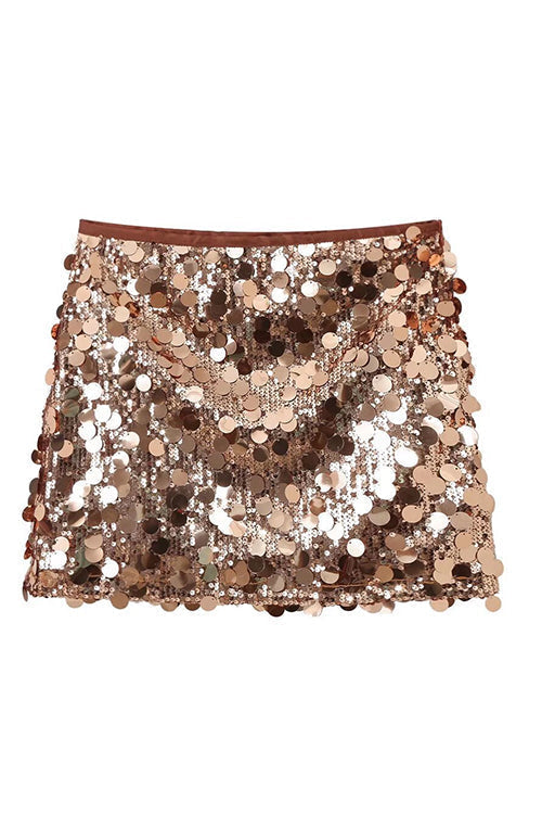 W&W Mode | Rosiedress Elastischer Bund Pailletten Minirock