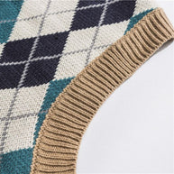 Block Strickweste mit Rautenmuster