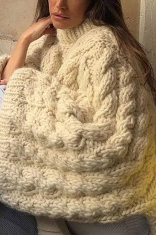 WW | Rosiedress Rundhals Übergroße Zopfmuster Pullover