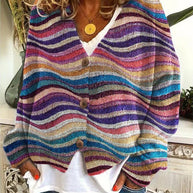 WW | Weiche geometrisch bedruckte Strickjacken für Damen