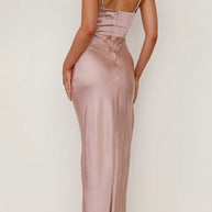 WW | Rosiedress Rückenfrei Seitenschlitz Maxi Cami Kleid