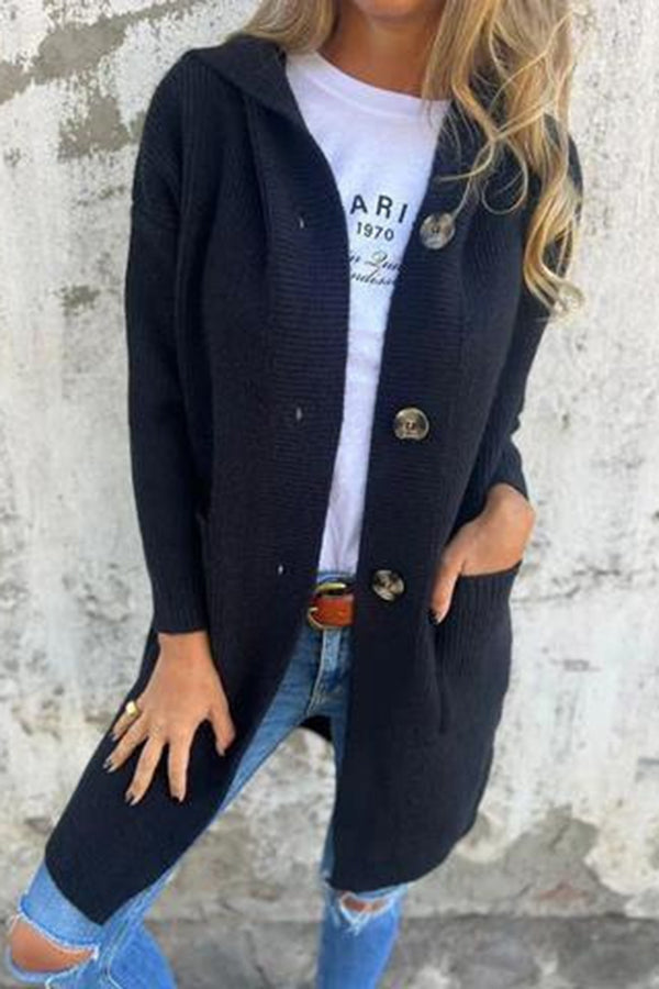 WW | Lässiger Herbst Strickcardigan mit Kapuze für Frauen