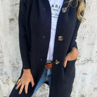 WW | Lässiger Herbst Strickcardigan mit Kapuze für Frauen