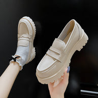 WW | Mode Damen Britischer Stil Echtes Leder Plattform Schuhe Frühling Schuhe