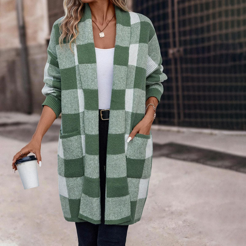 WW | Lässige Karierte Strickjacke