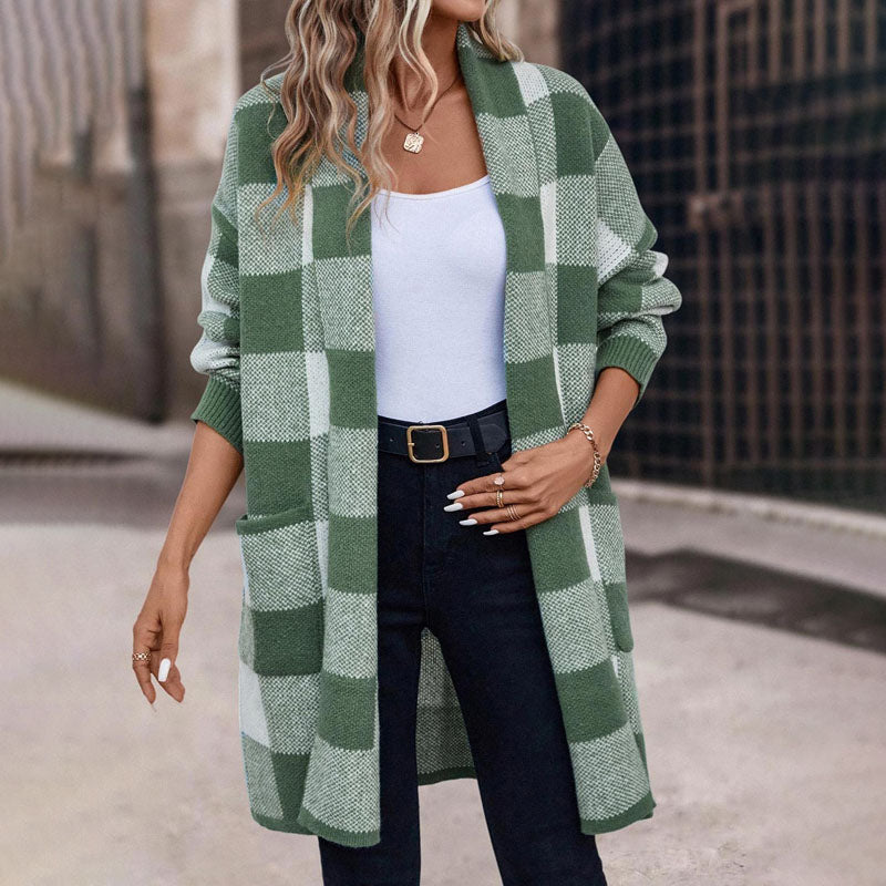 W&W Mode | Lässige Karierte Strickjacke