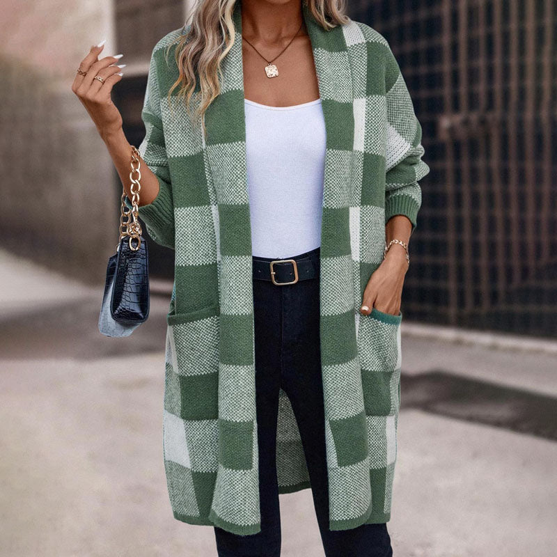 WW | Lässige Karierte Strickjacke