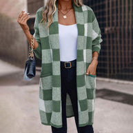 WW | Lässige Karierte Strickjacke