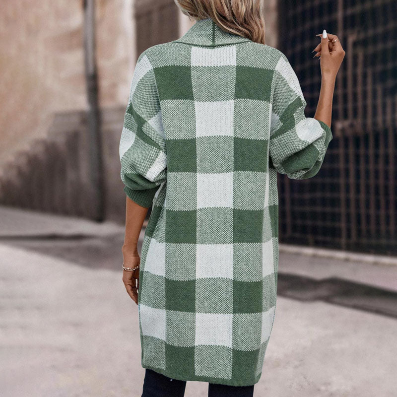 W&W Mode | Lässige Karierte Strickjacke