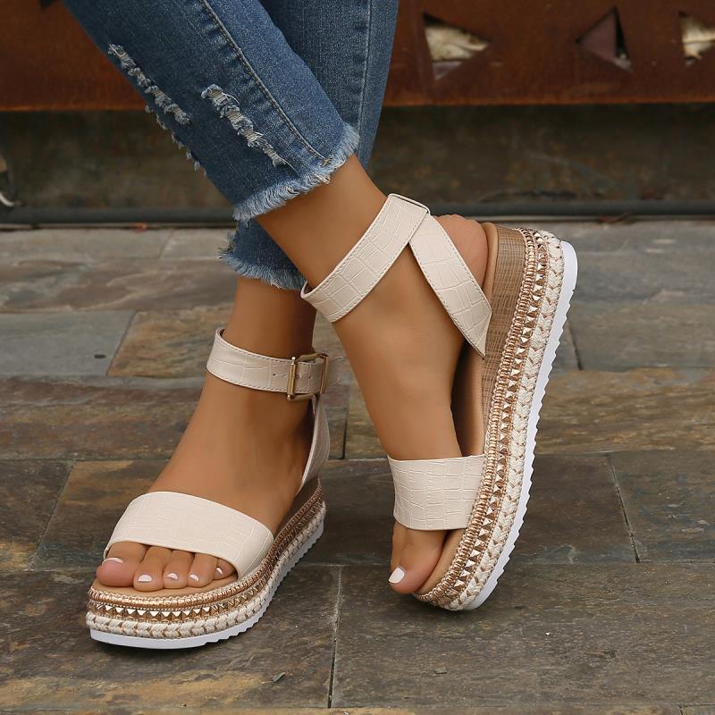 WW | Sommer Sandalen Mit Schnallenriemen Und Plateau