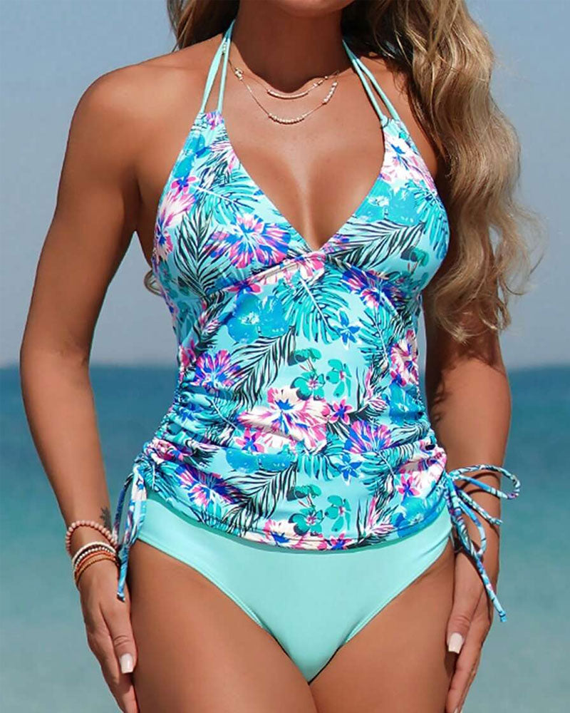 WW | Tankini Zweiteilig Blumenmuster Halterneck Triangel