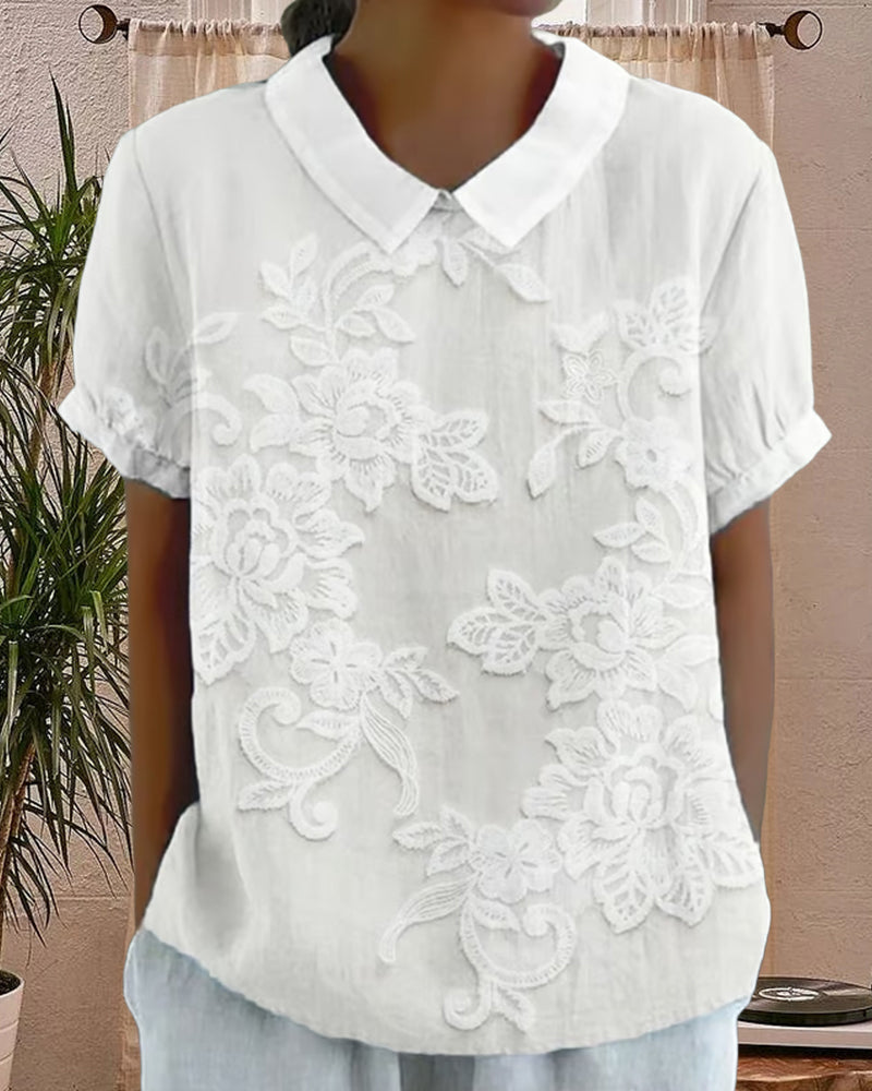 WW | Bluse mit Revers Druck Einfarbig