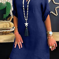 WW | Rosiedress Revers V-Ausschnitt Roll-Up-Ärmel Hemdkleid