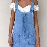 WW | Rosiedress Knopfverschluss Mit Taschen Denim Einteiler