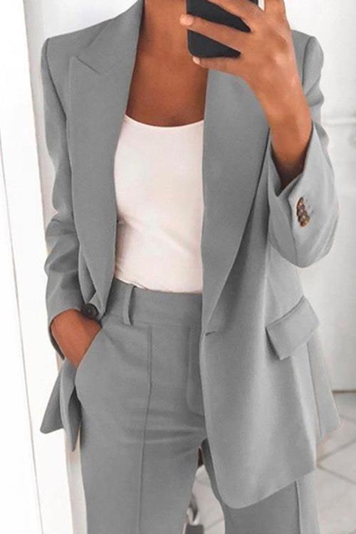 WW | Rosiedress Ein-Knopf Einfarbiger Büro Blazer Jacke