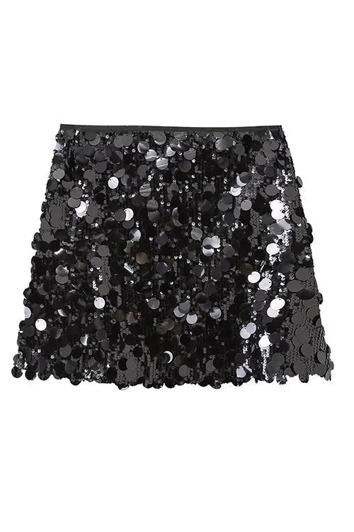 W&W Mode | Rosiedress Elastischer Bund Pailletten Minirock