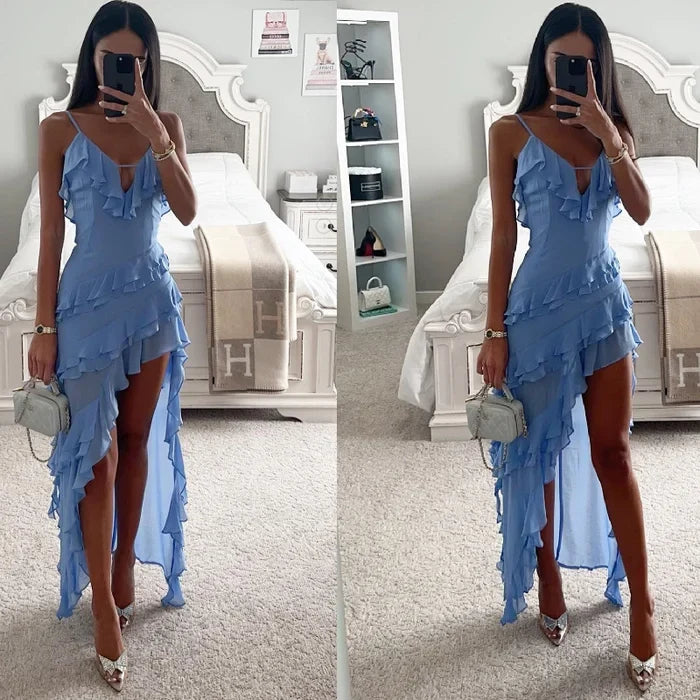 Celestina™ – Verspieltes Partykleid mit Rüschen & Asymmetrischem Saum