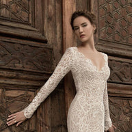 Damen Spitzen Hochzeitskleid WW