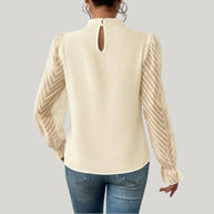 WW | Bluse mit Hohem Kragen und Transparenten Puffärmeln