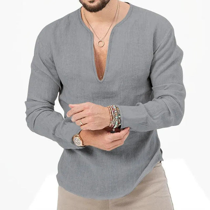 W&W Mode | Herren Leinen Langarmhemd