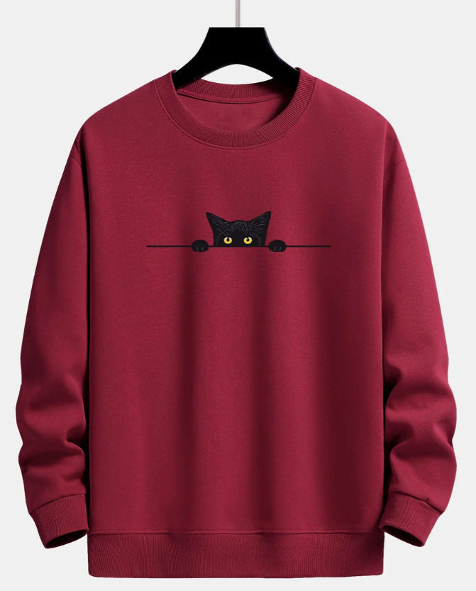 W&W Mode | Relax Fit Sweatshirt Mit Schwarzem Katzenprint