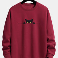 WW | Relax Fit Sweatshirt Mit Schwarzem Katzenprint