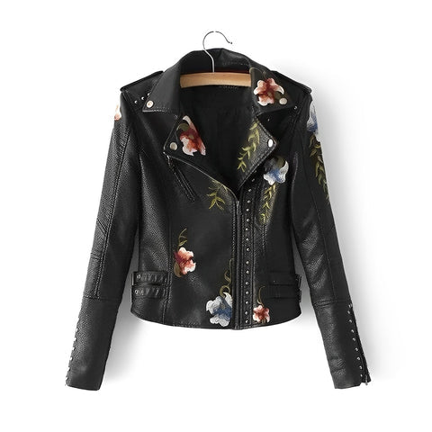 WW | Lederjacke mit Stickerei