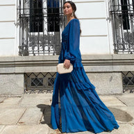 WW | Gestufter Langarm-Maxikleid