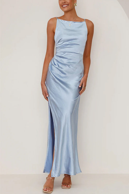 Damen-Maxikleid mit seitlichem Schlitz und rückenfreiem Cami-Oberteil
